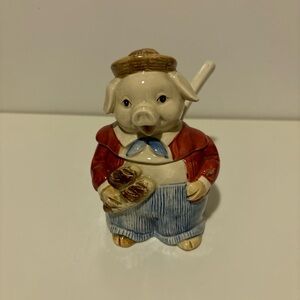 Piggy Sugar/jam bowl with spoon by Otagiri.